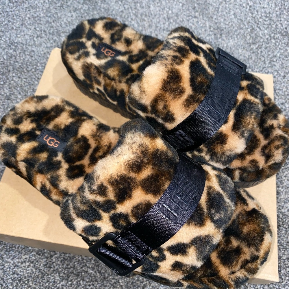 UGG Animal Print Fluffy Sandals